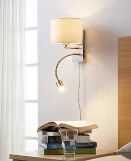 Nástenné svietidlá Lindby Textilné nástenné svetlo Florens LED lampa čítanie