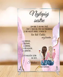 Tabuľky s venovaním (darčeky) Darček pre sestru - sklenená plaketa s vlastným textom a dizajnom
