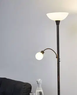 Stojacie lampy Lindby Lampa osvetľujúca strop Elaina na čítanie, hrdzavá