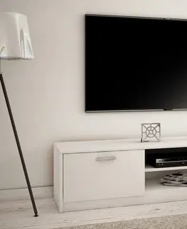 TV stolíky MAREK 028 TV stolík s dvierkami a policami 160cm, biela
