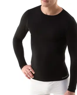 Pánske termo tričká s dlhým rukávom Unisex tričko s dlhým rukávom EcoBamboo čierna - S/M