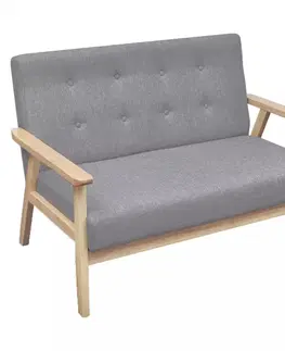 Pohovky a gauče Dvojmiestna sedačka textil / drevo Dekorhome Svetlosivá