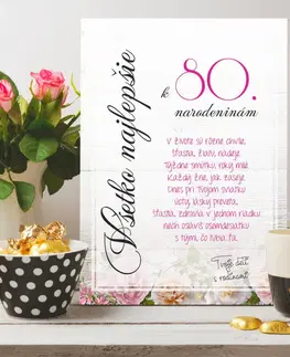 Tabuľky s venovaním (darčeky) Darčeky pre starých rodičov - Blahoželanie k 80 narodeninám - obraz na stenu