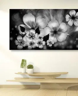 Čiernobiele obrazy Obraz fantázia kvetov v čiernobielom prevedení