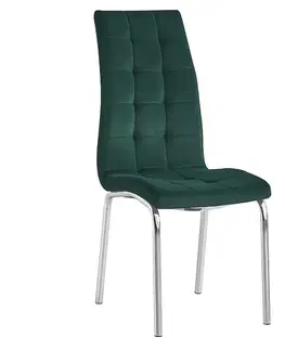 Jedálenské stoličky KONDELA Gerda New jedálenská stolička smaragdová (Velvet) / chróm