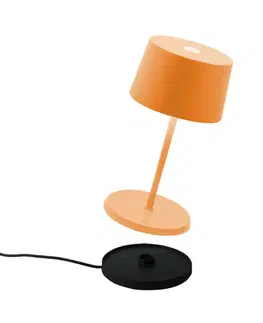 Vonkajšie osvetlenie terasy Zafferano Zafferano Olivia mini 3K dobíjacia stolová lampa oranžová
