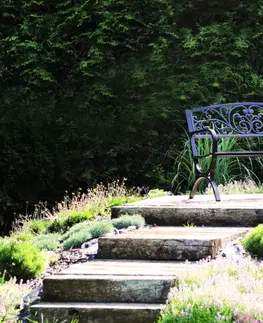Záhradné lavice Záhradná lavička s patinou oceľ liatina Zelená