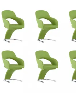 Jedálenské stoličky a kreslá Jedálenská stolička 6 ks umelá koža / chróm Dekorhome Zelená