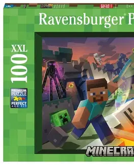 Hračky puzzle RAVENSBURGER - Minecraft: Monštrá z Minecraftu 100 dielikov
