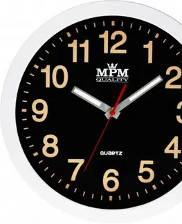 Hodiny Nástenné hodiny MPM, 3104.9000 - čierna/biela, 30cm