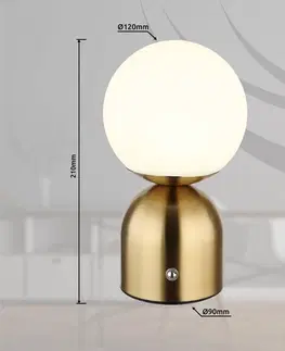 Stolové lampy Globo Nabíjateľná stolná lampa Julsy LED, mosadzná farba, výška 21 cm, CCT