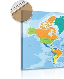 Obrazy na korku Obraz na korku farebná mapa sveta