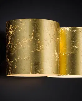 Nástenné svietidlá Metallux Dvoj-plameňové svietidlo Brick s lístkovým zlatom