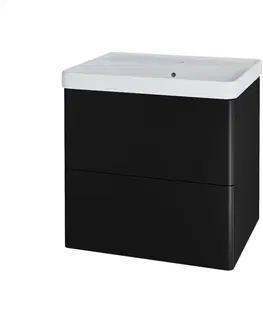 Kúpeľňový nábytok MEREO - Siena, kúpeľňová skrinka s keramickým umývadlom 61 cm, čierna mat CN440