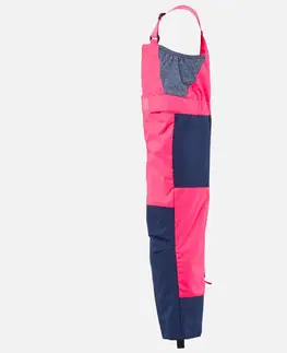 nohavice Detské lyžiarske nohavice PNF 500 s trakmi nepremokavé ružovo-modré