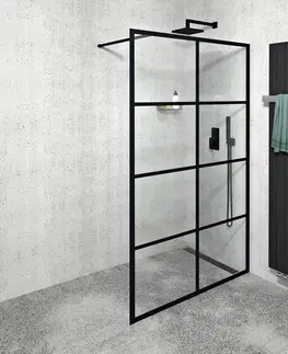 Sprchové dvere GELCO - CURE BLACK sprchová zástena 1400 mm, číre sklo CB140