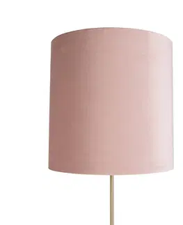 Stojace lampy Stojacia lampa zlatá / mosadz s velúrovým odtieňom ružová 40/40 cm - Parte