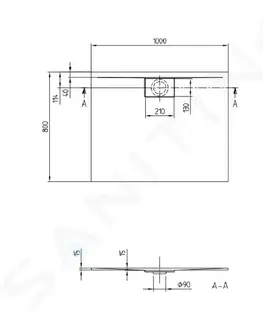 Vane VILLEROY & BOCH - Architectura MetalRim Sprchová vanička, 800x1000 mm, VilboGrip, alpská biela UDA1080ARA215GV-01