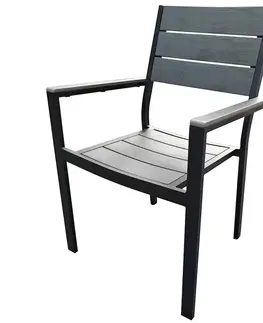 Záhradne kovové kreslá Záhradná stolička v sivej farbe vyrobená z hliníka