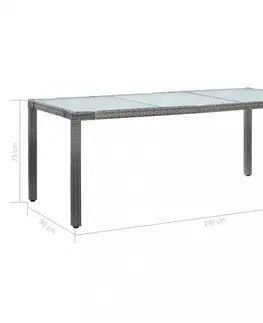 Záhradné stoly Záhradný stôl sklo / polyratan Dekorhome Sivá
