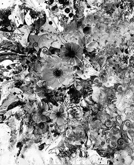 Samolepiace tapety Samolepiaca tapeta kvety v čiernobielom prevedení