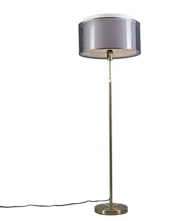 Stojace lampy Stojacia lampa zlatá / mosadz s čierno-bielym tienidlom 47 cm - Parte