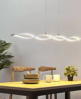 Závesné svietidlá Lucande LED pásová závesná lampa Roan, tvar vlny