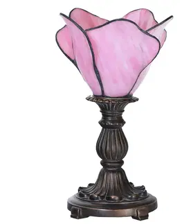 Stolové lampy Clayre&Eef Stolová lampa 5LL-6099 v ružovej, štýl Tiffany