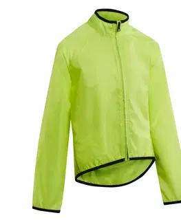 bundy a vesty Detská cyklistická bunda do dažďa 100 žltá