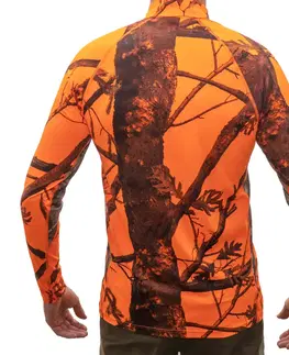 mikiny Priedušné poľovnícke tričko 500 s dlhým rukávom a reflexným maskovaním