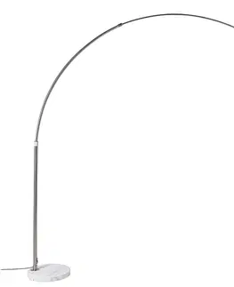 Oblúkové lampy Oblúková lampa z ocele s nastaviteľnou základňou z bieleho mramoru - XXL