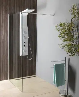 Kúpeľňa AQUALINE - WALK-IN stena na inštaláciu na múr so vzperou, jednodielna, 700 mm, sklo číre WI071