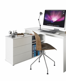 Písacie a pracovné stoly KONDELA Terino L/P univerzálny rohový pc stôl biela