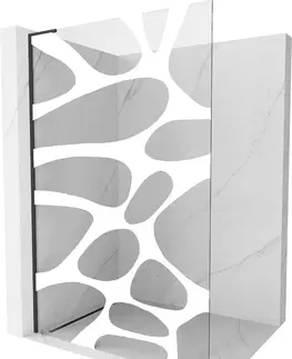 Sprchové dvere MEXEN/S - Kioto L Sprchová zástena WALK-IN 120 x 200 cm, biely vzor, čierna 800-120-103-70-97