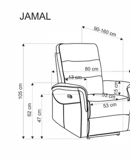Relaxačné Elektrické polohovacie kreslo s USB JAMAL Halmar Béžová
