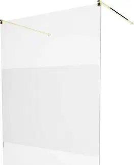 Sprchové dvere MEXEN/S - KIOTO samostatne stojaca sprchová zástena 100 x 200, transparent/matné sklo 8 mm, zlatá 800-100-002-50-35