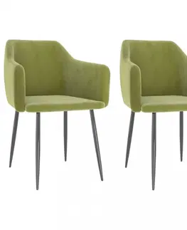 Jedálenské stoličky a kreslá Jedálenská stolička 2 ks zamat / kov Dekorhome Tmavo zelená