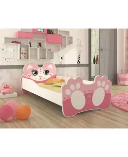 Jednolôžkové postele Detská Posteľ  Bear 160 ružové + Matrac a Rošt