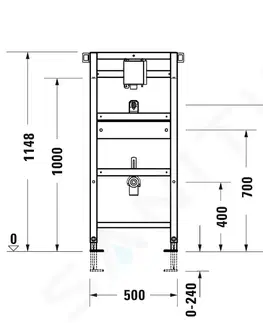 Pisoáre DURAVIT - DuraSystem Predstenová inštalácia pre pisoár, 115 cm, pre podomietkový tlakový splachovač WD3004000000