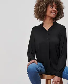 Shirts & Tops Blúzkové tričko s gombíkovou légou, čierne