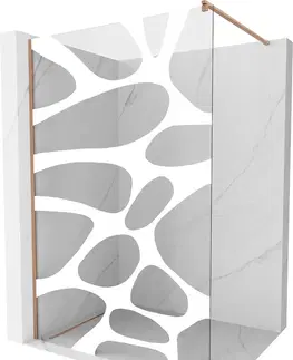 Sprchové dvere MEXEN/S - Kioto Sprchová zástena Walk-in 70 x 200, biely vzor 8 mm, meď kartáčovaná 800-070-101-65-97