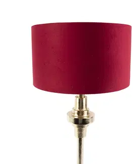 Stolove lampy Stolová lampa v štýle art deco so zamatovým odtieňom červená 35 cm - Diverso