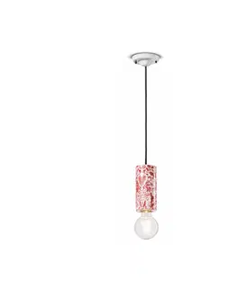 Závesné svietidlá Ferroluce PI závesná lampa, kvetinový vzor Ø 8 cm červená/biela