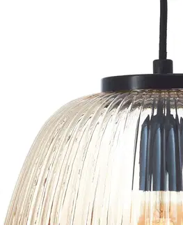 Závesné svietidlá Brilliant Závesná lampa Kaizen, Ø 25 cm, jantárová farba, sklo