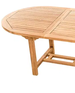 Stolčeky DEOKORK Záhradný oválný stôl SANTIAGO 160/210 x 100 cm (teak)