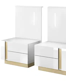 Sektorový nábytok Nočné stoliky s osvětlením Arco dub grandson/biela lesklá