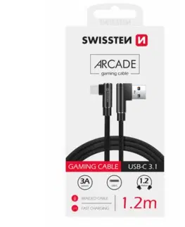 Dáta príslušenstvo Dátový kábel Swissten USB/USB-C textilný s podporou rýchlonabíjania, čierny 71528000