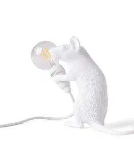 Vnútorné dekoratívne svietidlá SELETTI Stolová LED lampa Mouse Lamp USB stojacia biela