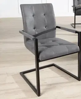Stoličky - moderné LuxD 18232 Jedálenská stolička vintage English šedá s operadlom