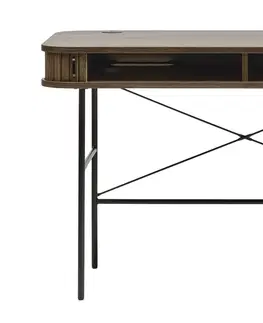 Písacie stoly Furniria Dizajnový písací stôl Vasiliy 120 cm dymový dub